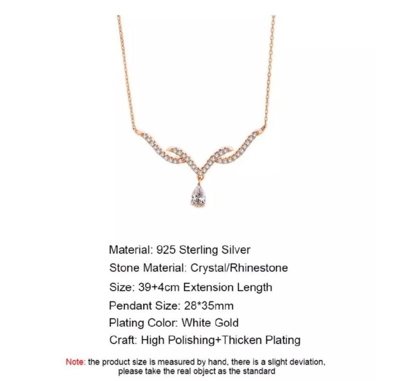 New Fashion Cute Animal Deer Horn Design Pave Setting CZ Stone Diamond Rose Gold Plated 925 Sterling Silver Pendant Necklace