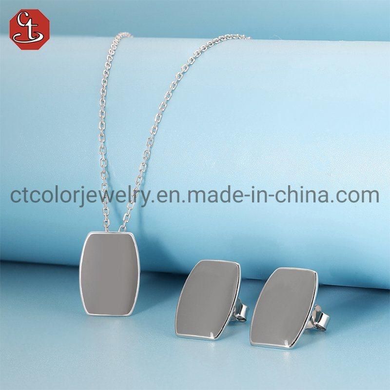 Wholesale Jewelry Grey Enamel 925 Silver  Pendant Necklace for Girls