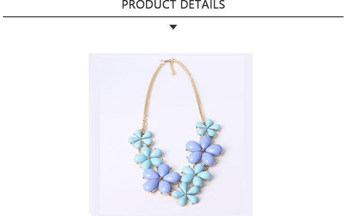 2020 Most Popular Gold Pendant Necklace with Blue Flowers