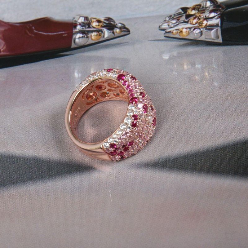 925 Silver Luxury Ring Design in Rose Gold Plating