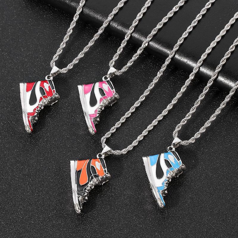 Fashion Four Color Tennis Shoes Hip Hop Necklace Jewelry