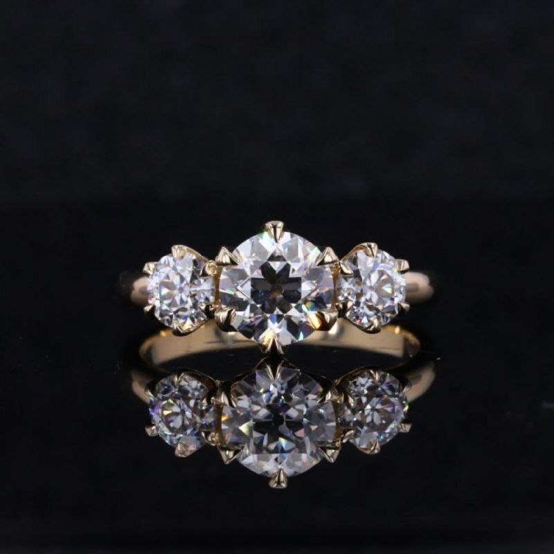 3 Sotnes Round Cut Moissantie Wedding Engagement Rings with Cluster Dimaond