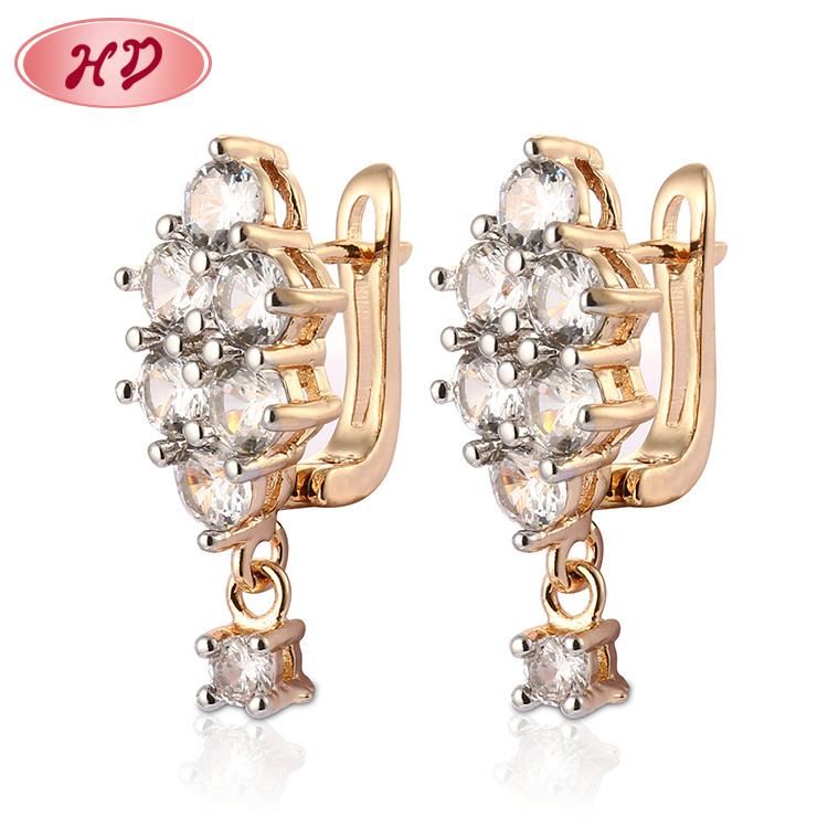 Fashion Costume Jewelry Women 14K 18K Gold Plated Imitation CZ Pearl Hoop Huggie Earring