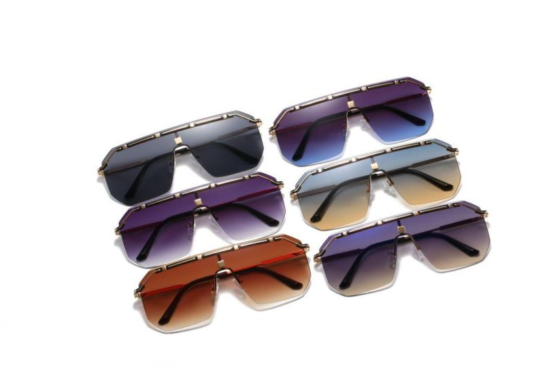 2020 No MOQ Fashion One Piece Oversize Metal Sunglasses