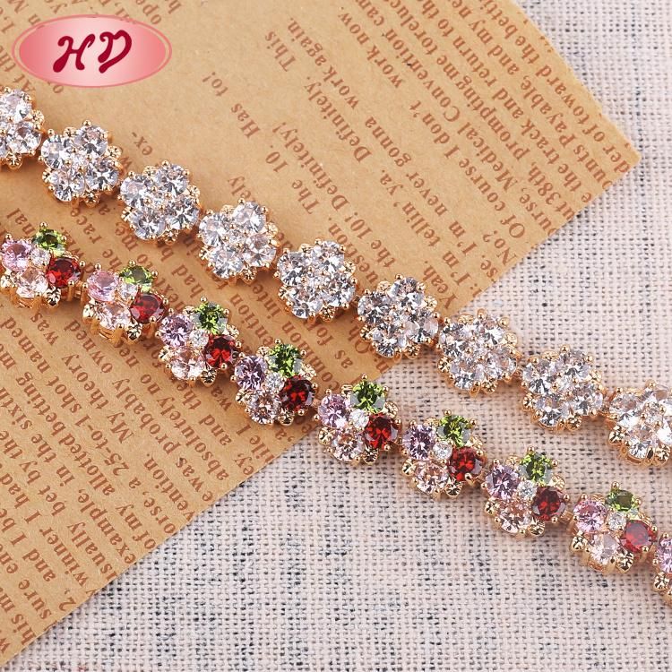 Wedding Wear Jewelry Quality Crystal Copper Ladies Gold Bracelets