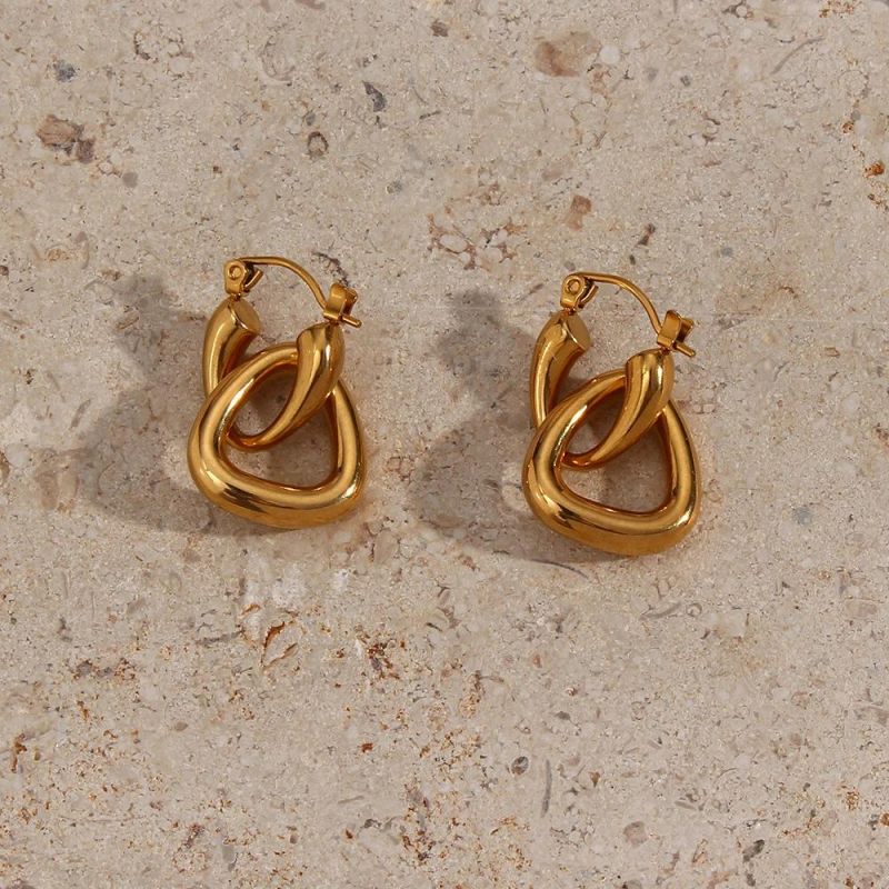 Factory Customized Ins Fashion Personality Fashion Light Luxury Temperament Earring Accessories Stainless Steel Geometric Triangular Ring Buckle Earrings