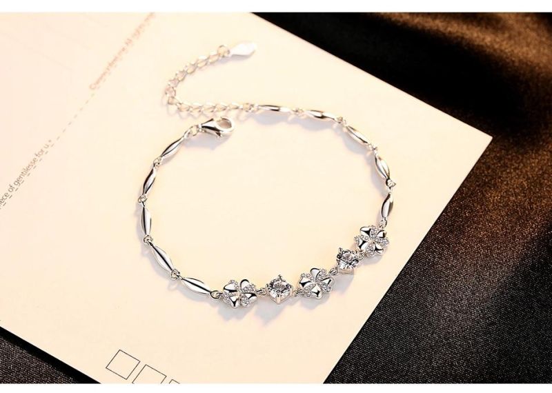 Gift Fashion Bangle Jewelry Zircon Flower Charm Bracelet