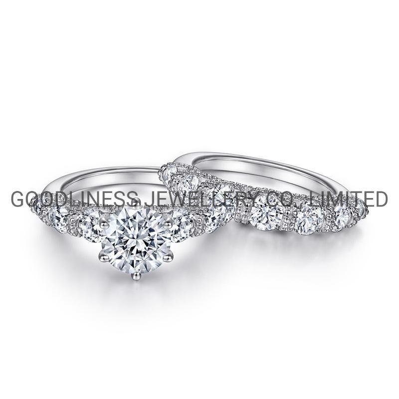 925 Sterling Silver Engagement Rings Set Women CZ Jewelry