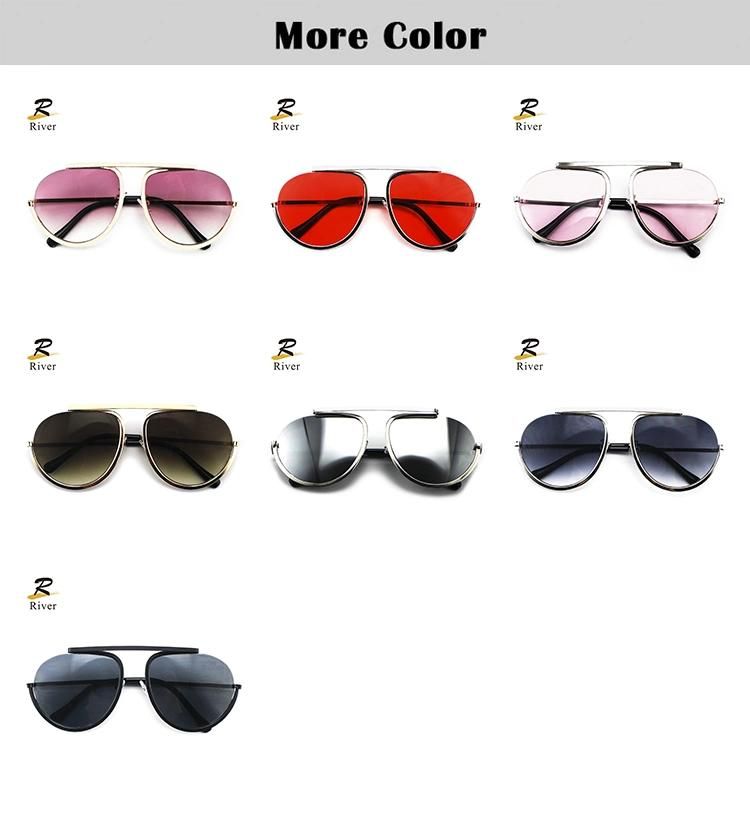 New Design Round Metal Frame Women Stock Half-Rim Sunglasses