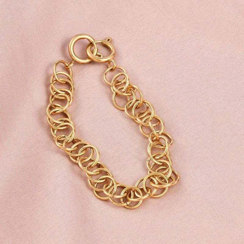 Gold Circle Linked Chain, 316L Stainless Steel Light Flat Cut Circles Jewelry