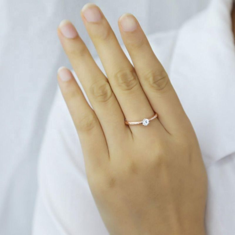 Real 925 Sterling Silver Ring Six Claw Zircon Adjustable Ring for Women Wedding Engagement Jewelry Gift