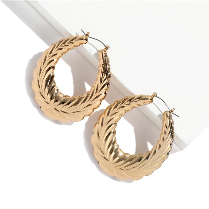 Large Hollow Casting Triangle Bamboo Hoop Earrings for Women Girls Costume Jewelry