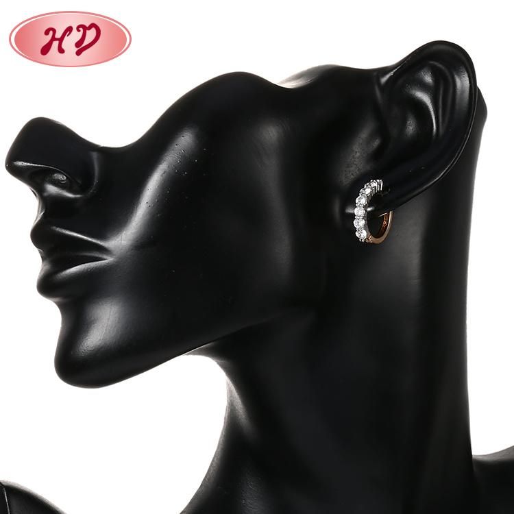 Women Costume Fashion Jewelry 14K 18K Gold Plated Imitation Huggie Hoop Earring with CZ Pearl
