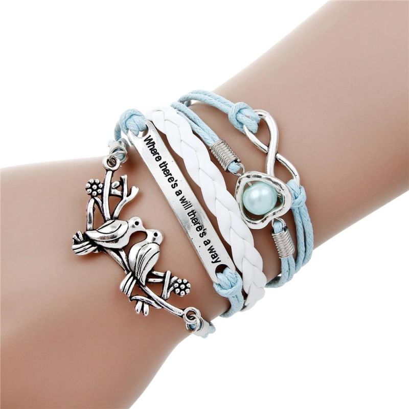 Anchor Shape Mixed Bracelet Leather