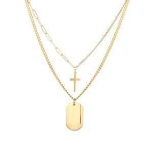 Gold-Plated Stainless Steel Multi Brand Cross Pendant Necklaces