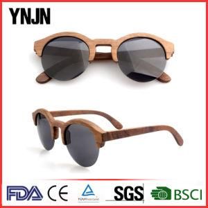 Fashionable Ynjn Half Frame Polarized Wood Sun Glasses