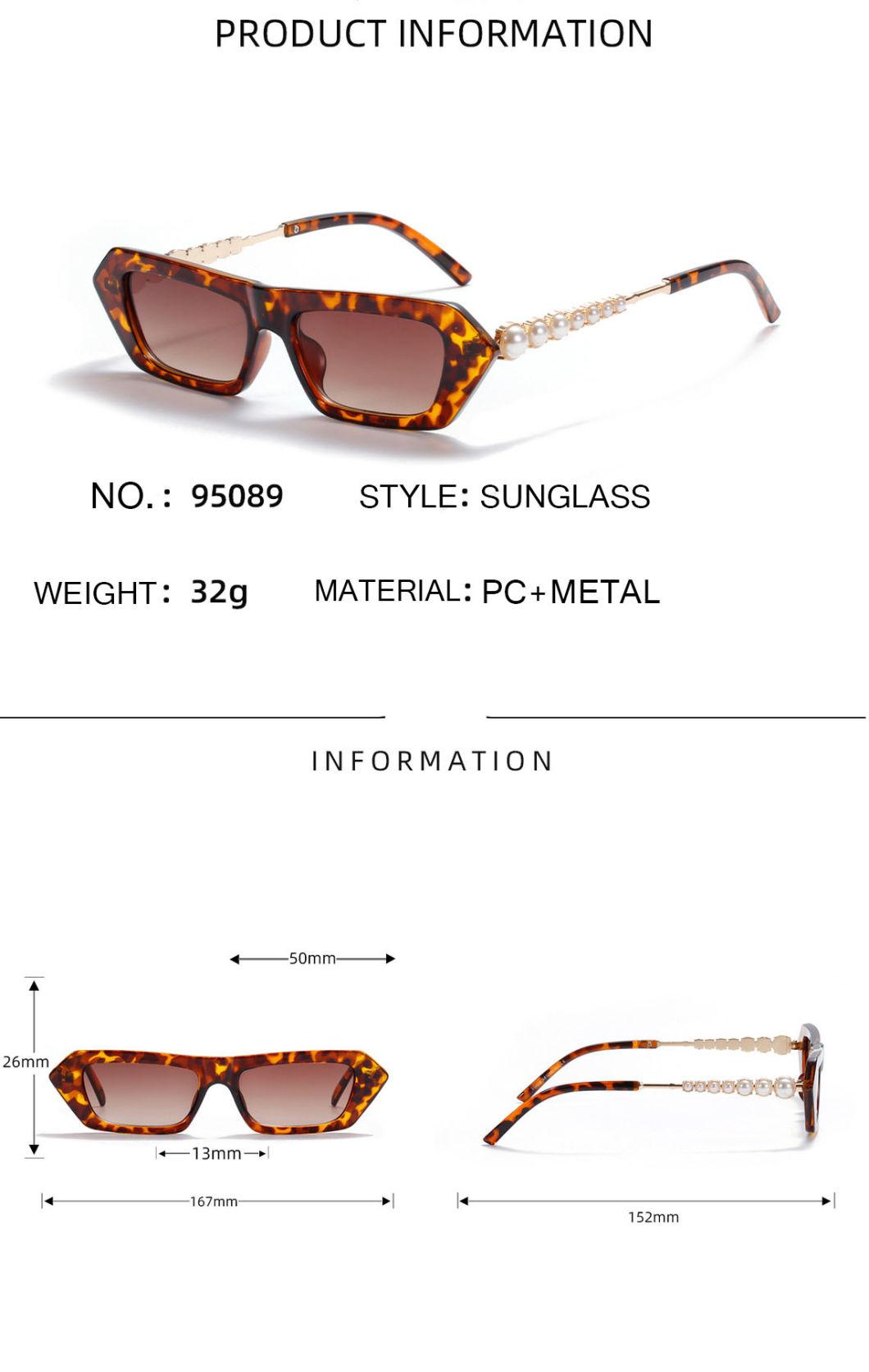 Fashion Stylish PC Half Metal Frames Pearl Square Sunglass Mens Vintage Retro Glasses Small Square New Sunglasses for Women