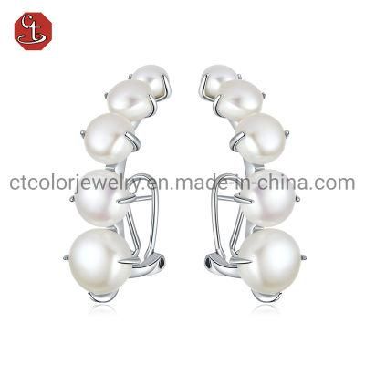 Fashion Costume Imitation Jewellery 925 Sterling Silver Natural Pearl Earring for Women