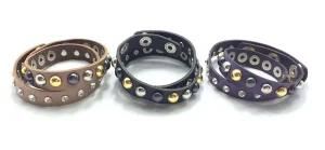 Leather Stud Bracelet with Glass Stone