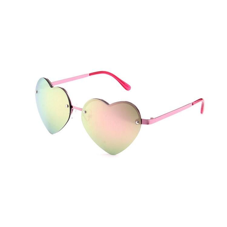 Rimless Heart Design Metal Pink Sunglass