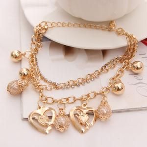 2017new Fashion Jewelry Gold Chain Jewelry Heart Pendant Multilayer Bracelet
