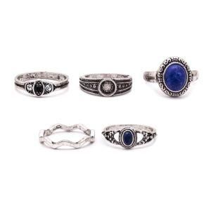 Fashion Jewelry Women Accessories Bohemain Anti Silver Rings Set