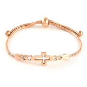 Religious Style Titanium Punk Bracelet Custom Bangle Woman Men Cross Chain Charm Jewelry Stainless Steel Bracelet