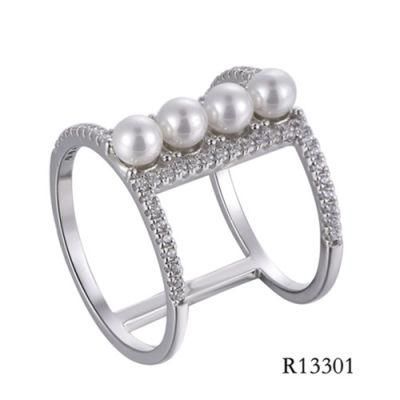 Top Sale Fashion Line Style 925 Silver with Pearl Ring