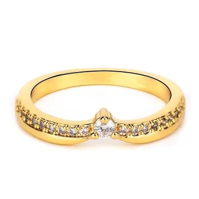 Simple Design Cubic Zirconia Brass Ring Fashion Eternity Ring