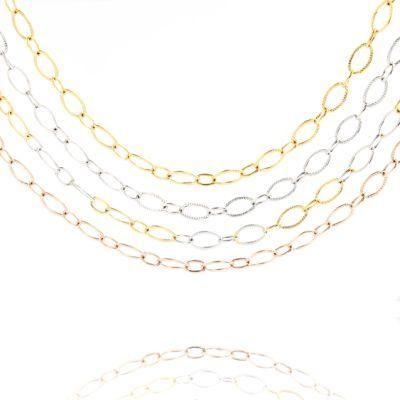 Gold Plated Stainless Steel Embossed Circle Link Necklace for Jewelry Making