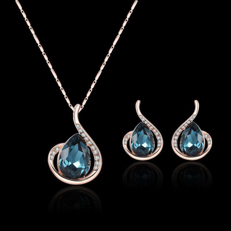 2022 Cross-Border Amazon Hot Selling Gourd Necklace and Earrings Fully-Jeweled Crystal Necklace Earrings
