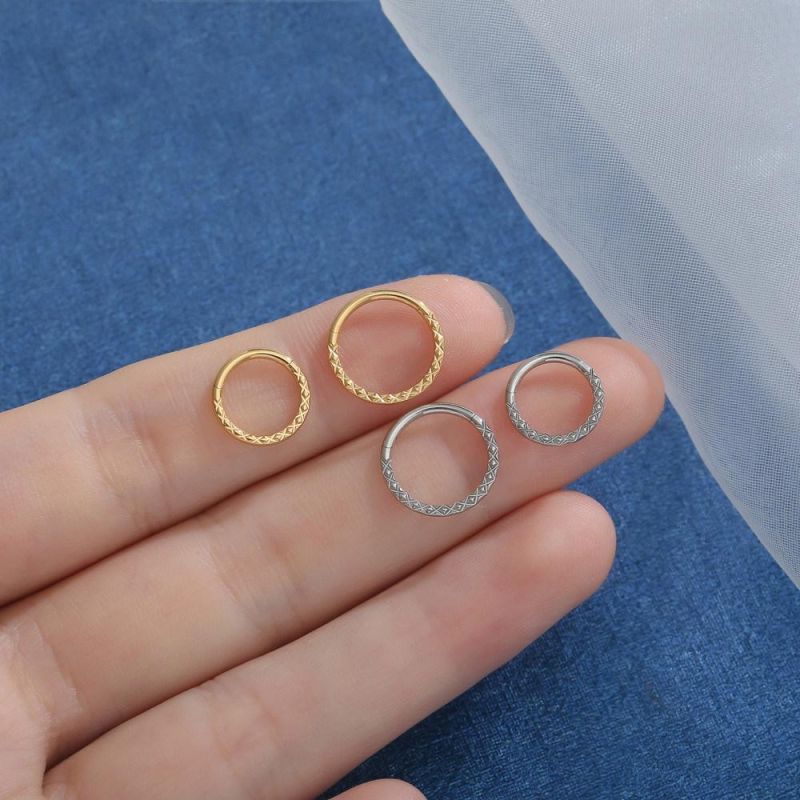 Pyramid Hinged Segment Clicker-G23 Titanium Nose Rings 16g 6mm to 12mm Body Piercing Jewelry