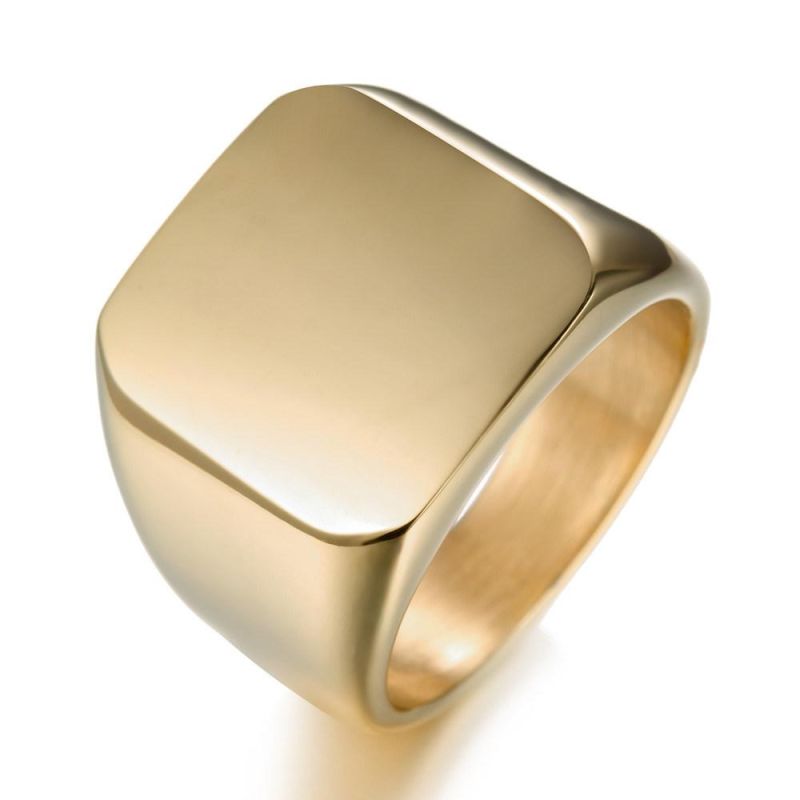 Fashion Rings Square Big Width 24K Titanium Finger Men Ring Fashion Jewelry