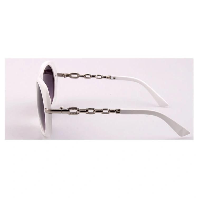 White Frame with Metal Smoke Lense Logo Sunglasses
