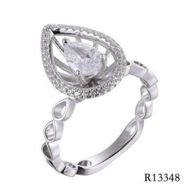 Wholesale Teardrop CZ 925 Sterling Silver Hollow Ring