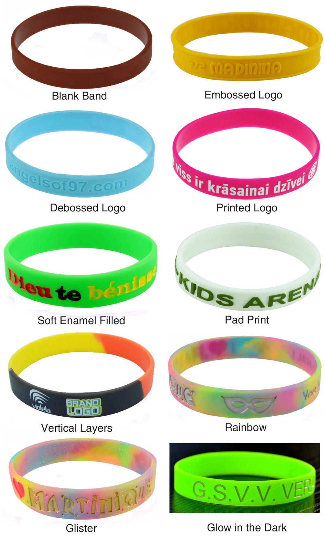 Popular Cmyk Printing Logo Debossed Watch Style Silicone Bracelet