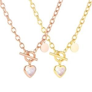 Gold-Plated Stainless Steel Three-Dimensional Love Ot Buckle Chain Necklace