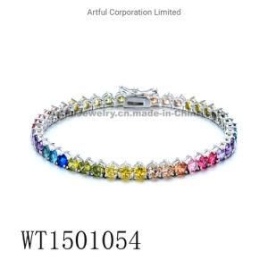 New Style Rainbow Multi-Color Silver Bracelet Fashion Jewelry