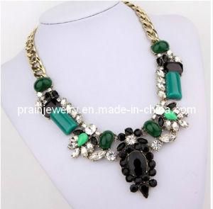 Summer Fashion Fine Jewelry /CZ Czech Stone Rhinestone Necklace/ Plating Gold Zian Alloy Chain Green Black Resin Gemstone Necklaces (PN-152)