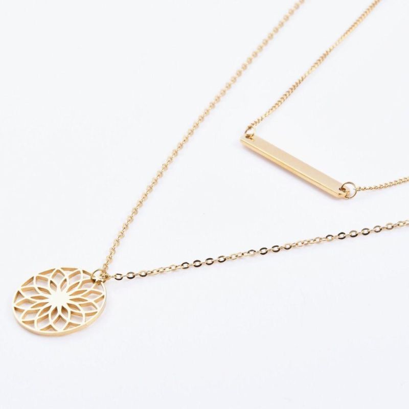 Wholesale Gold Plated jewelry Stainless Steel Layering Necklace for Girls with Custom Charm Pendant
