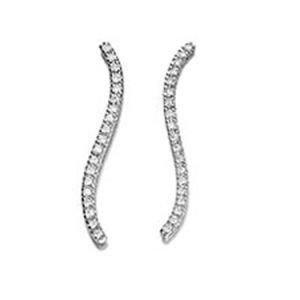 Sterling Silver Fashion S Shape Cubic Zirconia. 925 Stud Earrings