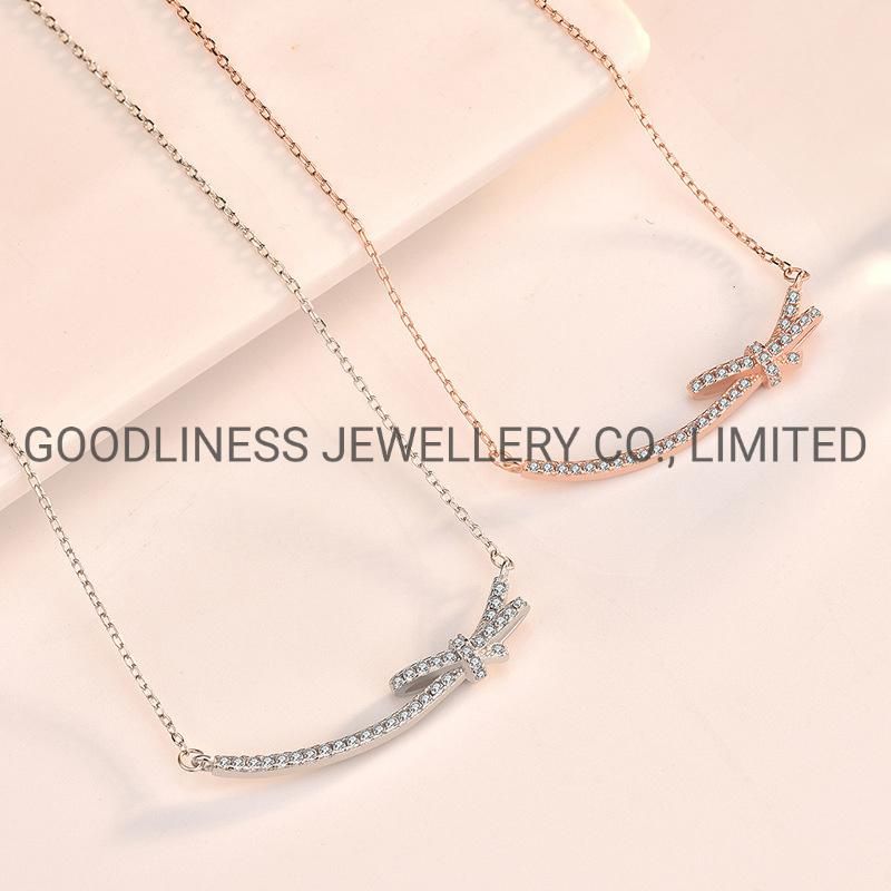 Initial Rose Gold Plated Crystal Layered Pendant Necklace for Women