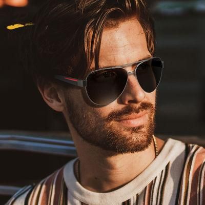 New Custom Logo Wholesale Fashion Metal Frame Polarized Men Sunglasses