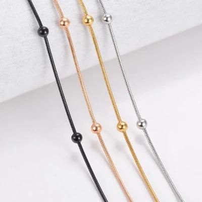 Factory Supplier Gold Plated Bracelet Stainless Steel Round Snake Jewelry Chain Necklace Bracelet with Beads Jewelry Making Chain