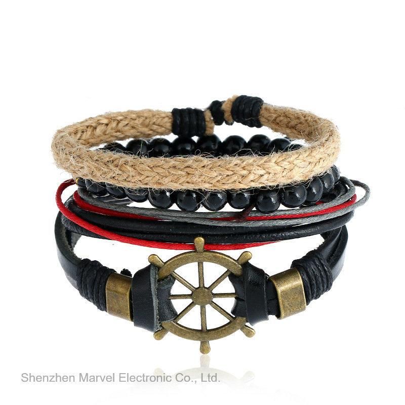 Leather Bracelets for Woman Men Multilayer Bracelet Vintage Handmade Wristband Jewelry