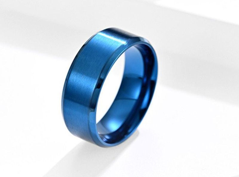 8mm Matte Brushed Titanium Steel Ring Vacuum-Plated Color Can Be Engraved Custom Couple Rings for Men and Women SSR2427b