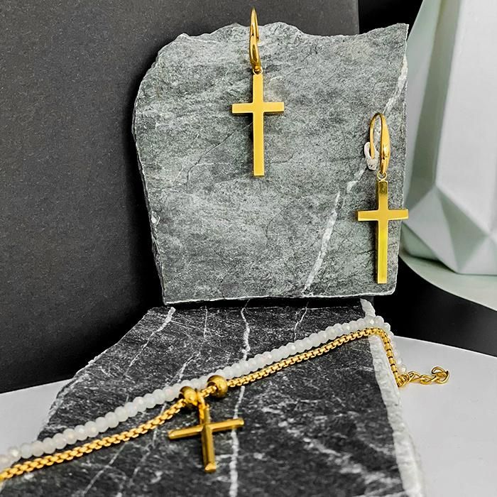 New Design Gold Plated Jewelry Set Fashion Double Wear Necklace Cross Pendant Necklaces Jewellery