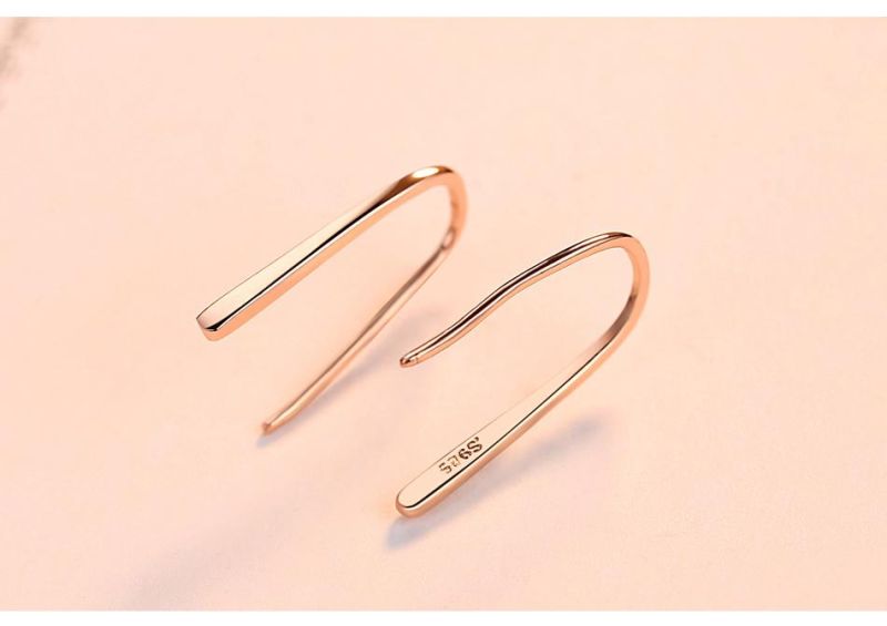 Minimal Jewelry 925 Silver Plain Gold Baguette Earrings Statement