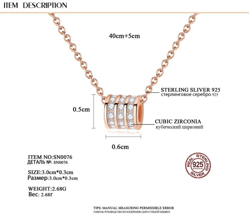 Dainty Jewelry Fashion 925 Sterling Silver Zircon Pendant Necklace