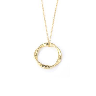 Trendy Twisted OEM/ODM Lobster Clasp Circle Hollow Gold Plating Engraving Love Heart Silver Necklace Jewelry